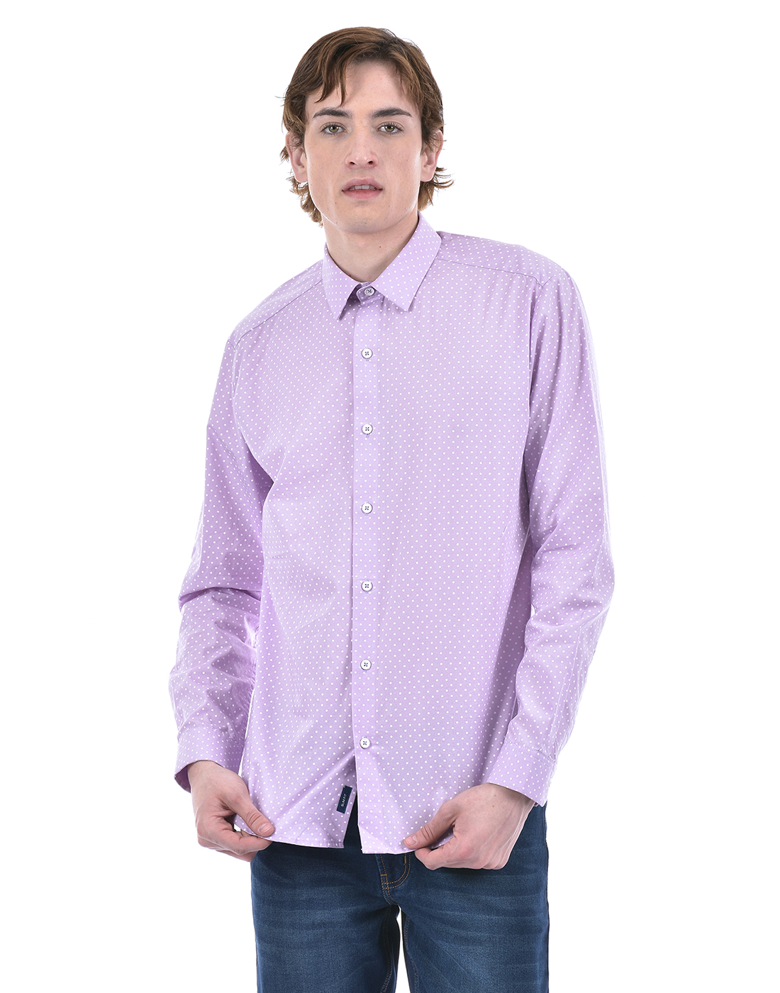 Numero Uno Men Polka Print Pink Shirt